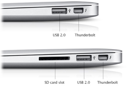 новые порты ноутбука Apple MacBook Air версии 2011