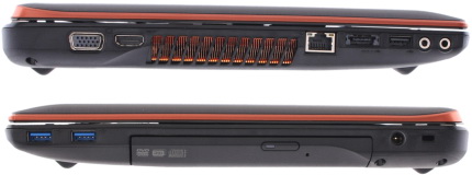 порты ноутбука  Lenovo IdeaPad Y570